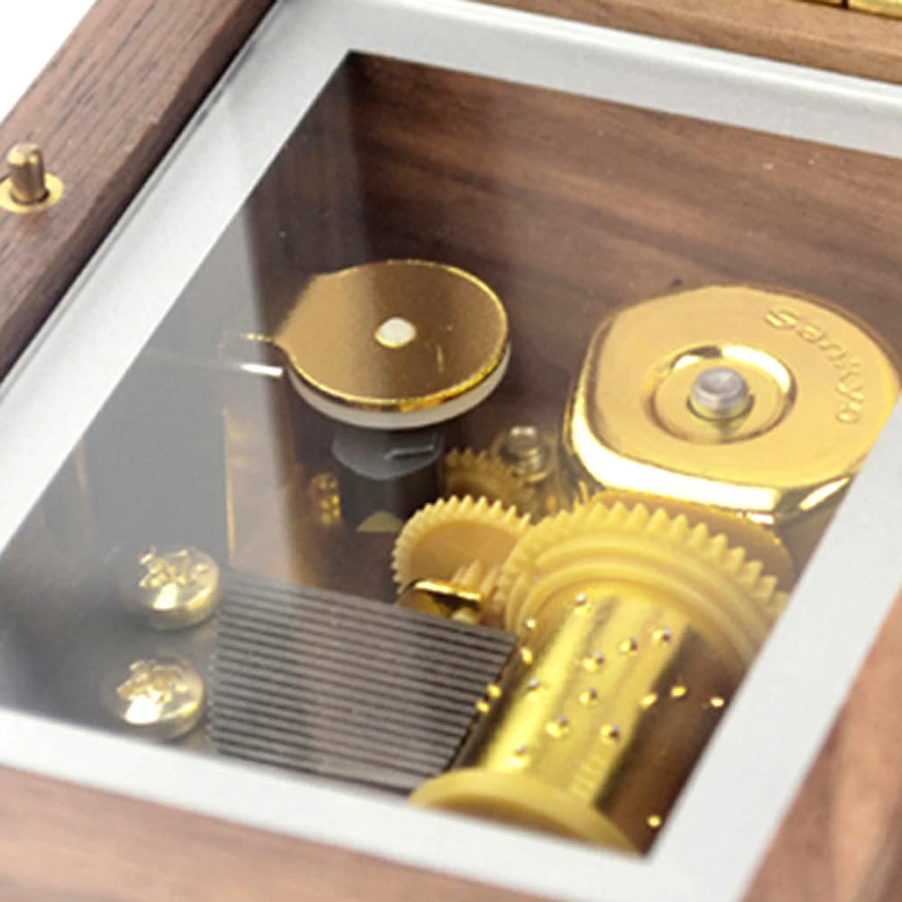 ROSIKING Hand Cranked Wood Music Box,Jewelry Box,Photo Customize Gift,Music Box Castle in the Sky Mechanism Birthday