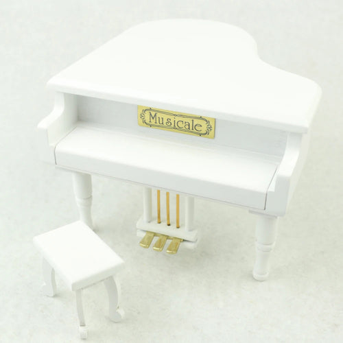 ROSIKING Wooden Grand Bird'S Poem Piano Shaped Music Box with Small Stool Creative Birthday Gift for Birthday