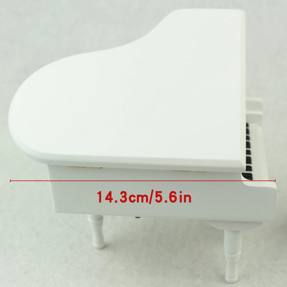 ROSIKING Wooden Grand Bird'S Poem Piano Shaped Music Box with Small Stool Creative Birthday Gift for Birthday
